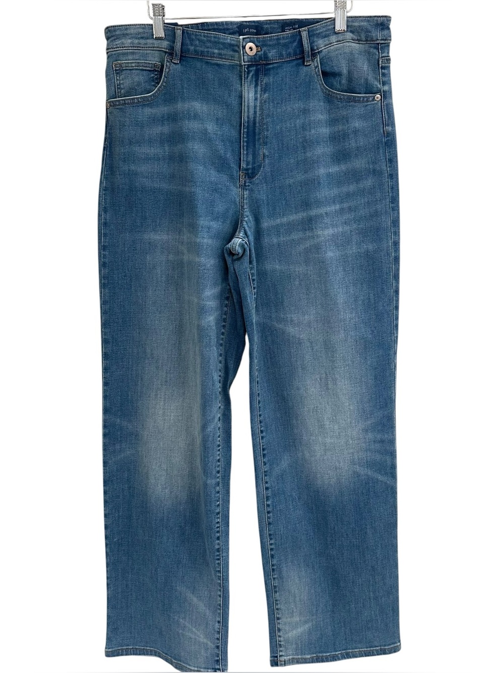 J Jill High Rise Full Leg Denim Jeans Block Island Wash Size 14 Stretch NEW